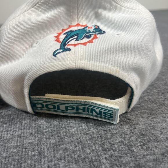 Miami Dolphins Men's Hat Cap Strap Back White Teal NFL Football Script Throwback - Picture 4 of 11